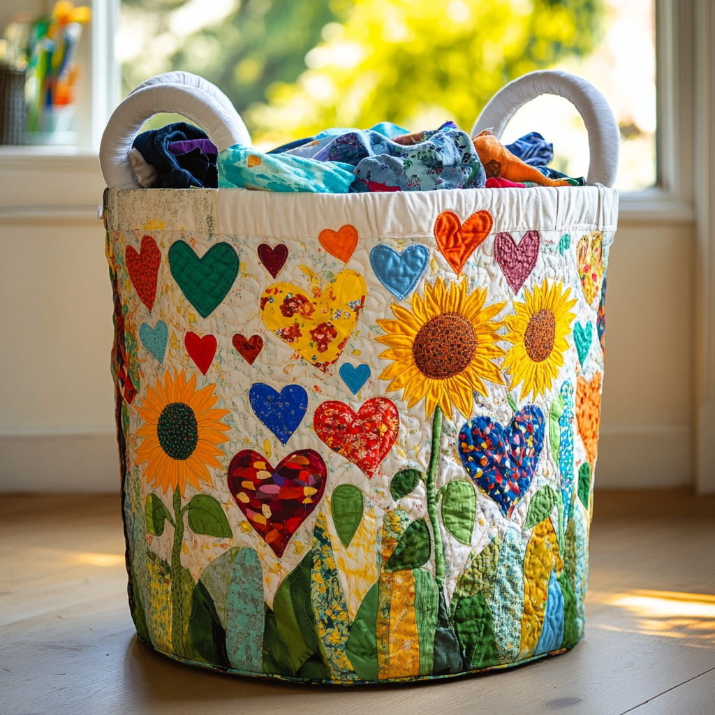 Quilted laundry basket in country style by Louise London