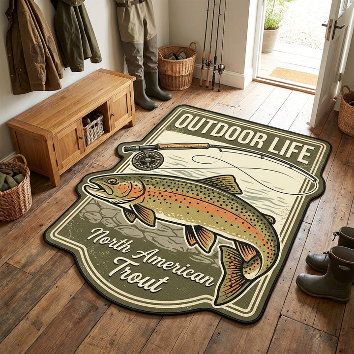 Custom Area Rug in the Shape of Trout NCU0TV1856