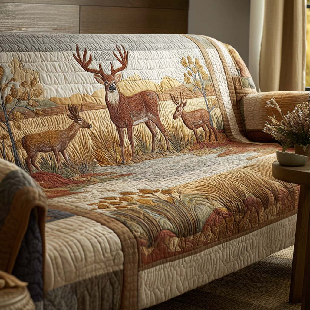 Quilted sofa cover with hidden deer – Louise London