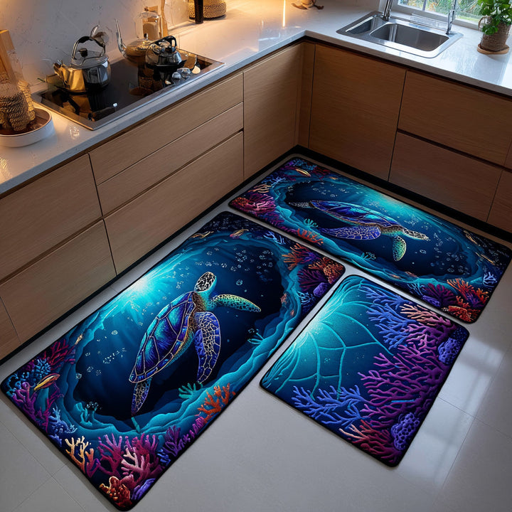 Non-slip kitchen rug with coral barrier by Louise London