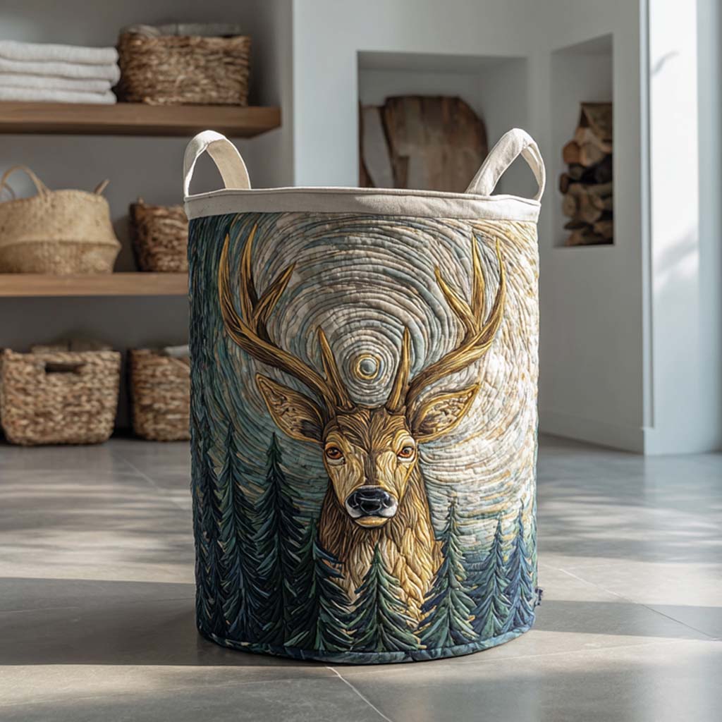 Quilted laundry basket with deer – product image 6