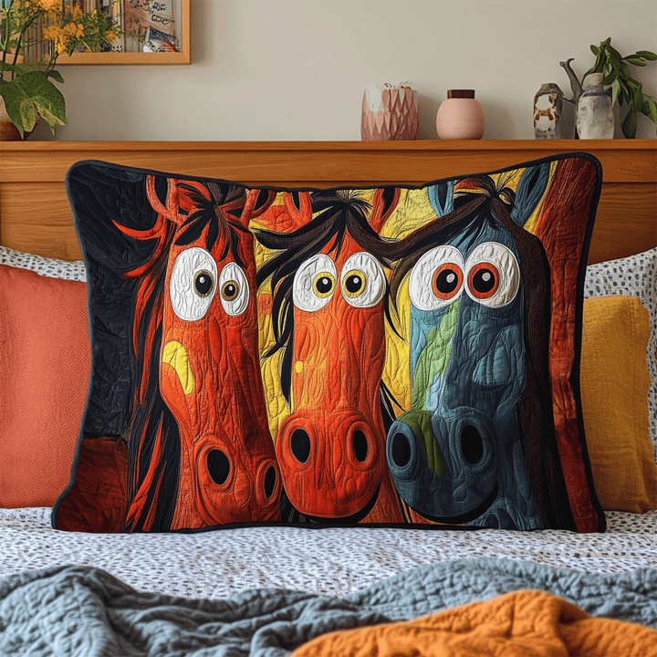 Quilted pillow cover with cute horse NCU0DV5473