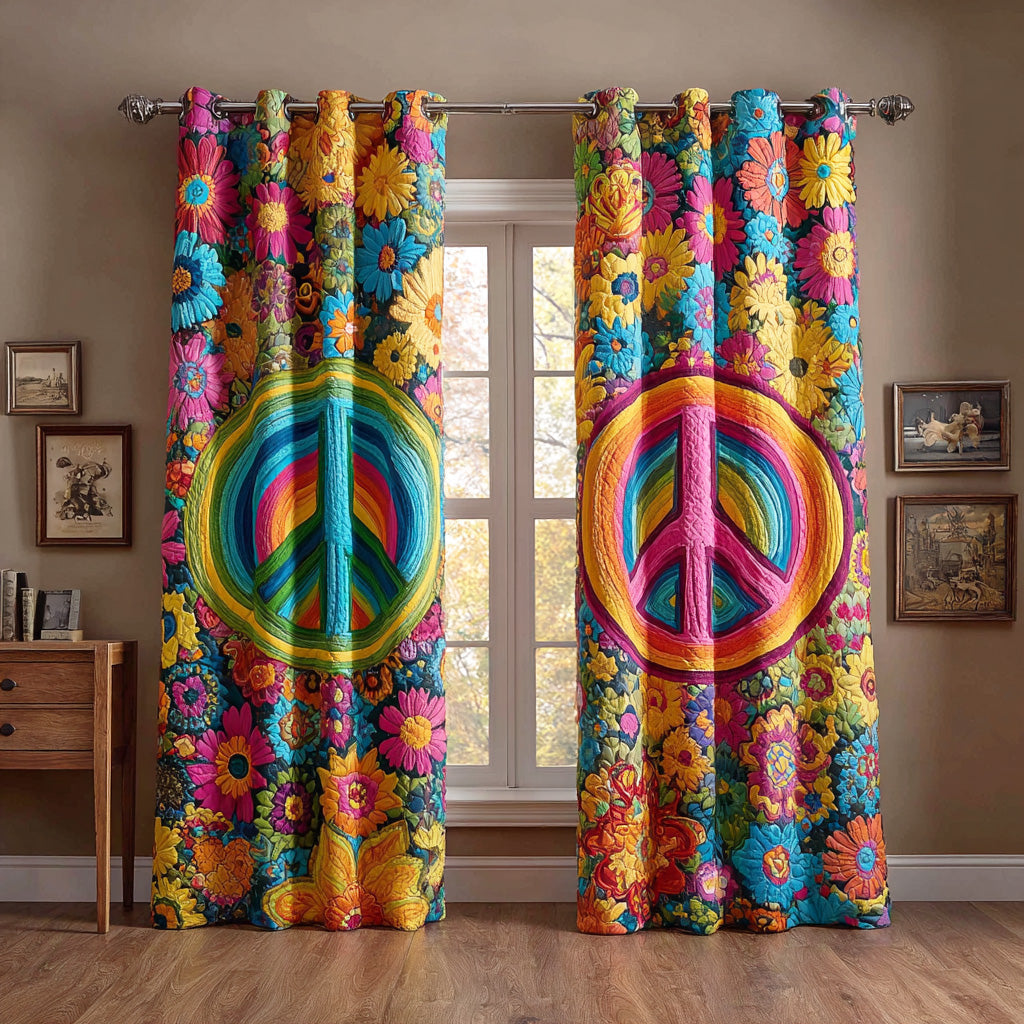 Hippie Peace Dream Quilted Curtains – Louise London product image 1