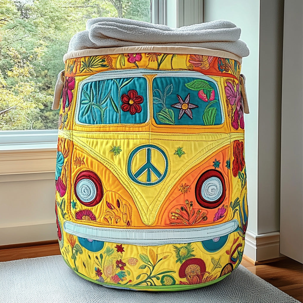 Colourful Quilted Laundry Basket in Hippie Style
