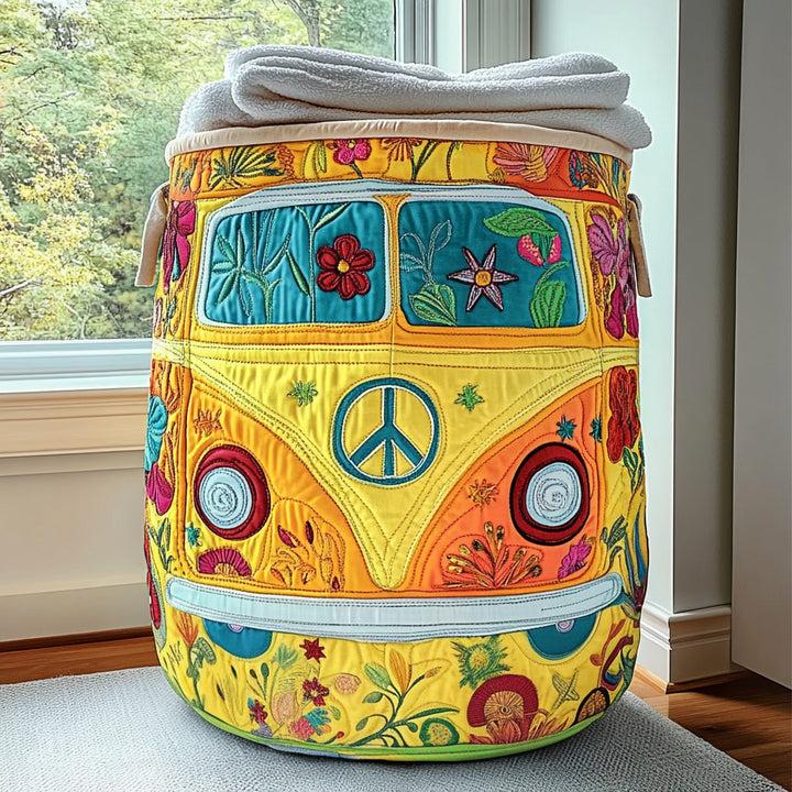 Colourful Quilted Laundry Basket in Hippie Style