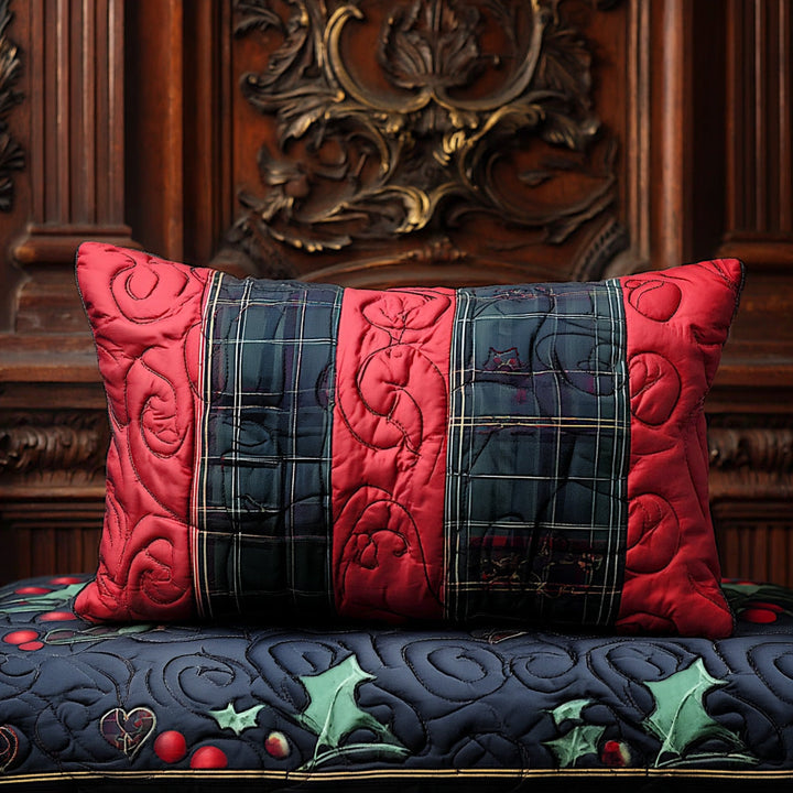 Quilted cushion cover with Christmas hearth by Louise London
