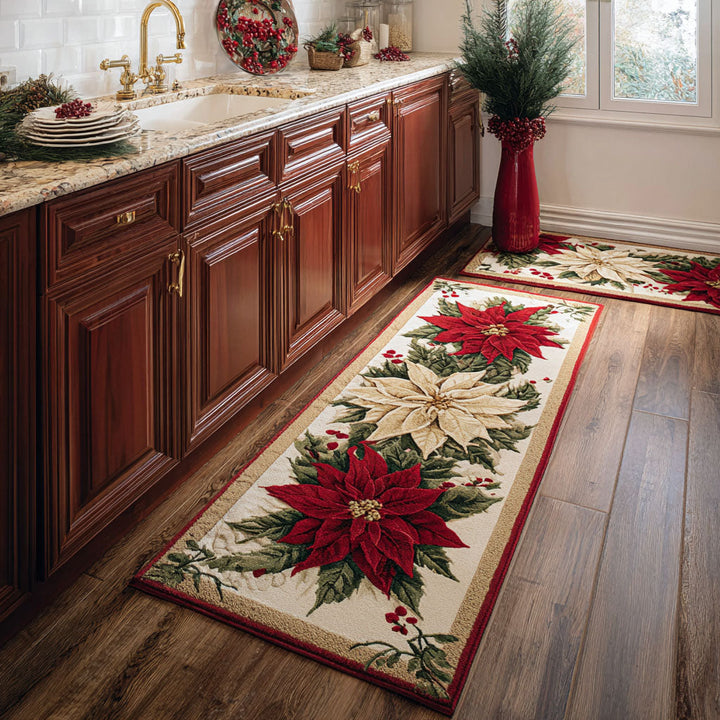 Non-slip Christmas Kitchen Mat with Festive Path by Louise London