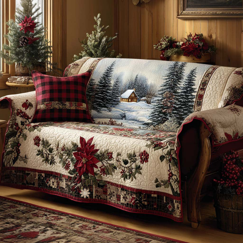 Quilted sofa cover with festive pattern – Louise London