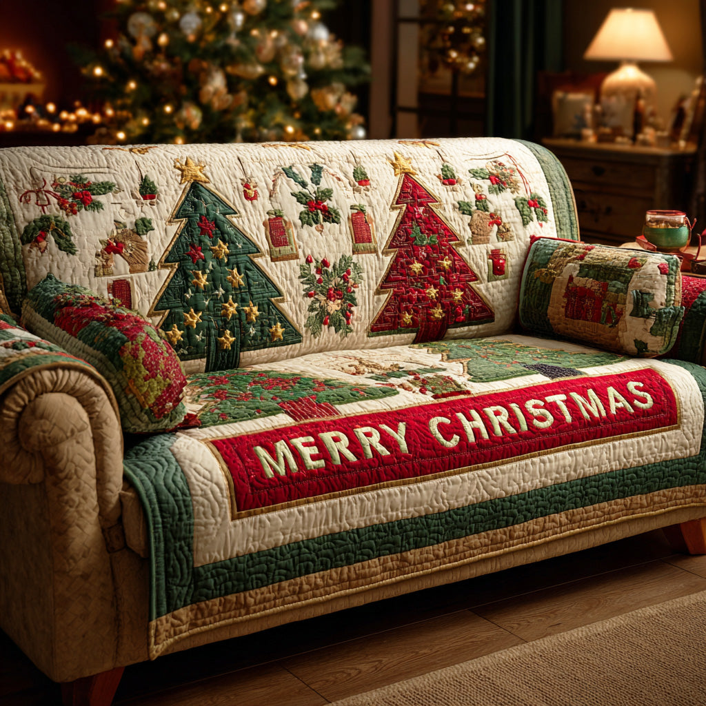Quilted sofa cover with Christmas sparkles – Louise London