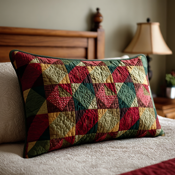 Quilted Cushion Cover with Holly Berries by Louise London