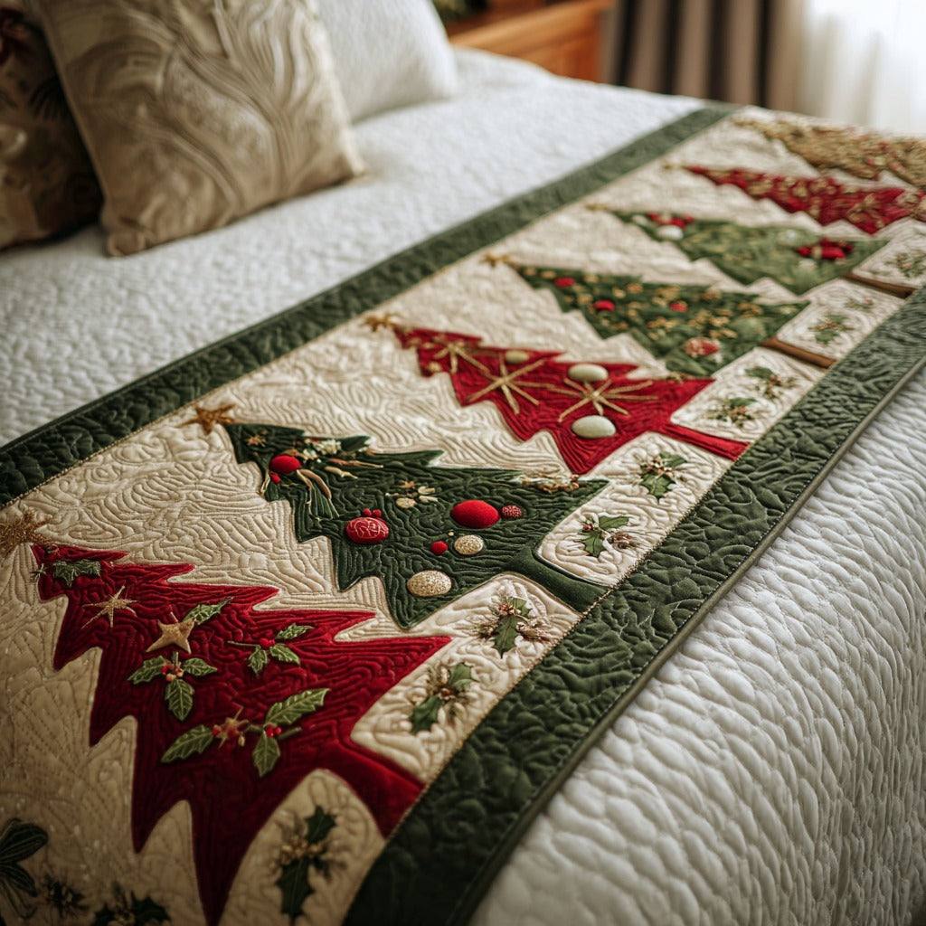 Holly Forest quilted bed runner by Louise London