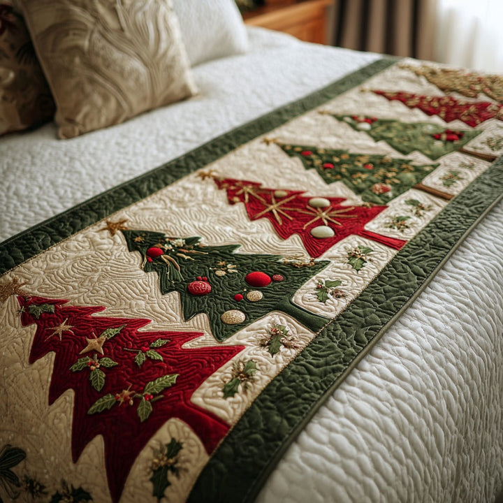 Holly Forest quilted bed runner by Louise London