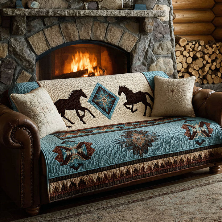 Quilted sofa cover with horse and sky – Louise London