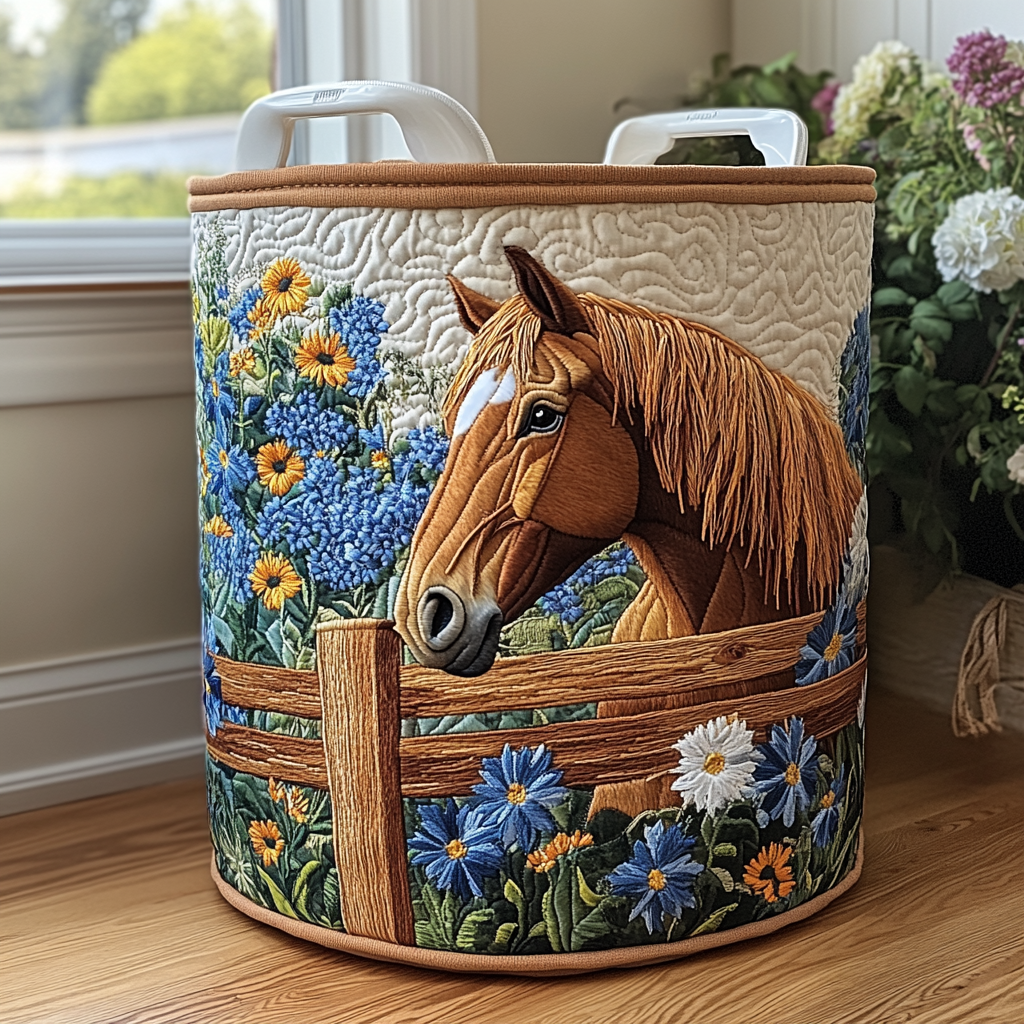 Quilted laundry basket with horse NCU0DDK752