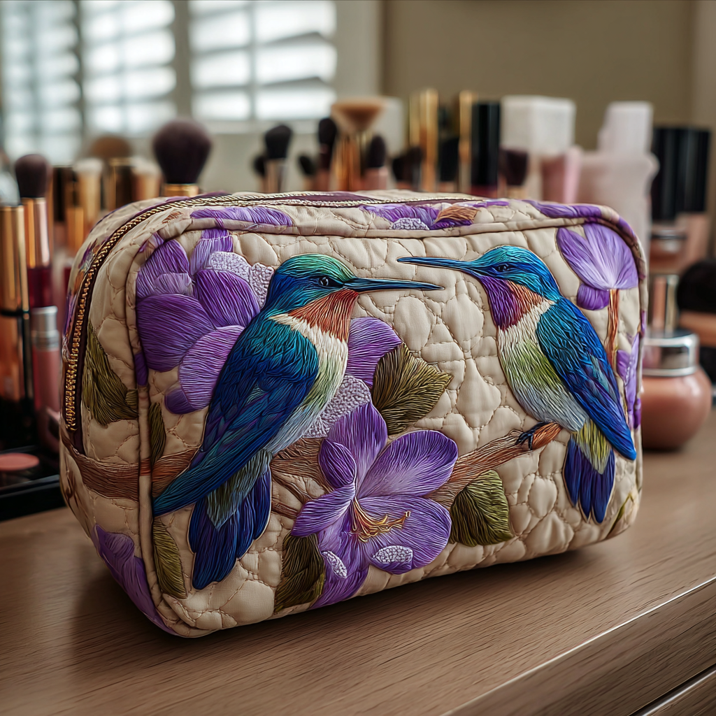 Hummingbird Bliss quilted makeup bag – Louise London