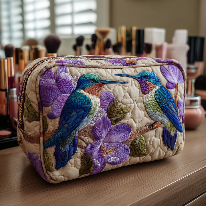 Hummingbird Bliss quilted makeup bag – Louise London