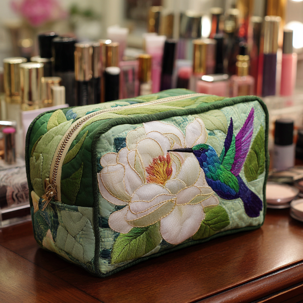 Hummingbird Charm quilted makeup bag – Louise London