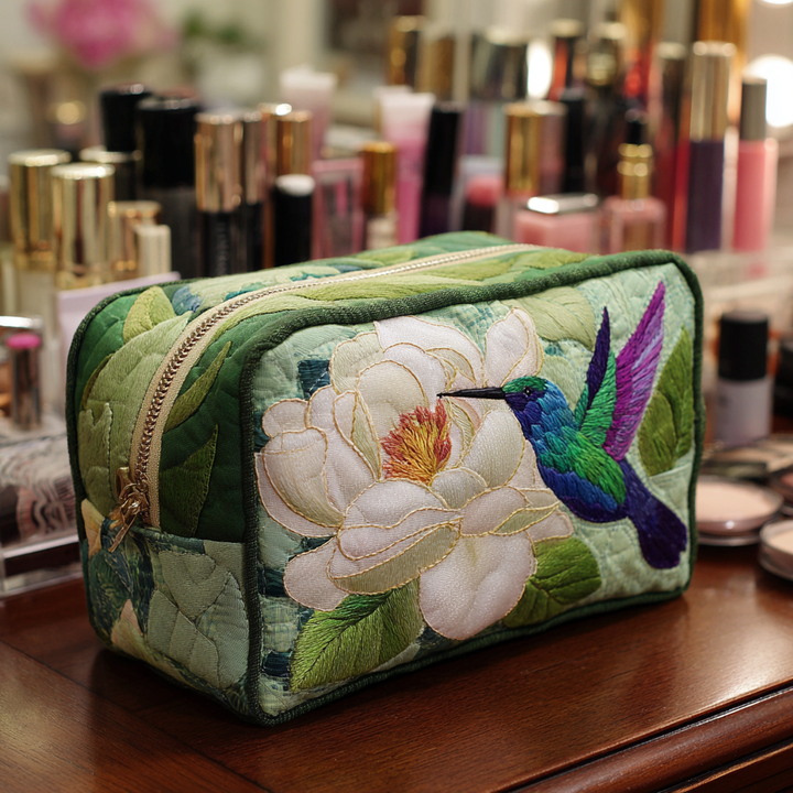 Hummingbird Charm quilted makeup bag – Louise London