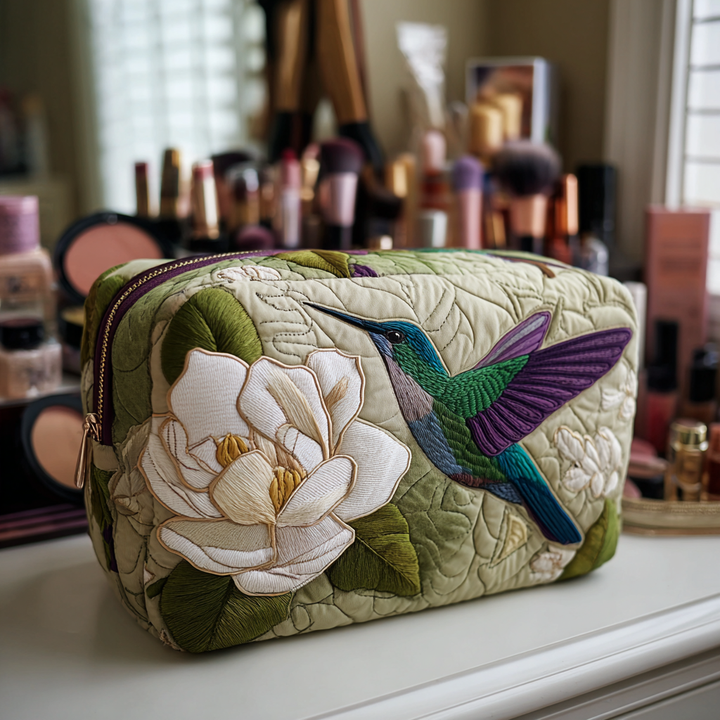 Hummingbird Meadow quilted makeup bag – Louise London