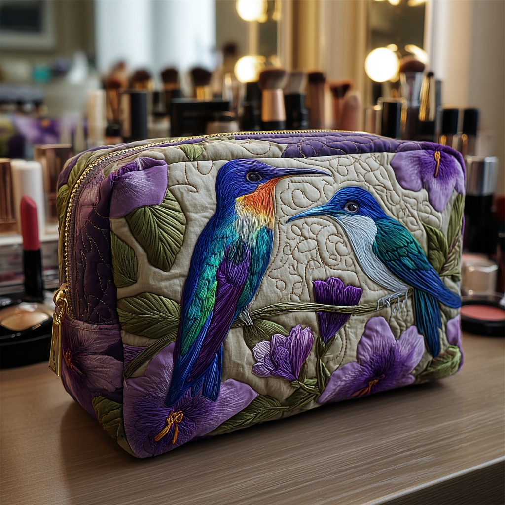 Hummingbird Whisper quilted makeup bag – Louise London