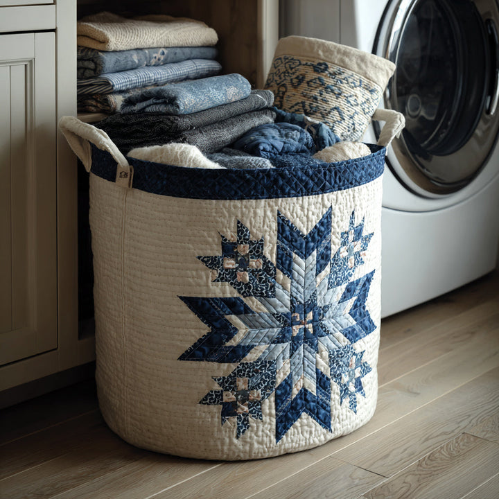 Quilted laundry basket with winter pattern by Louise London