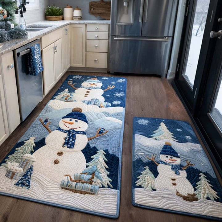 Winter Non-Slip Kitchen Mat with Snowy Details by Louise London