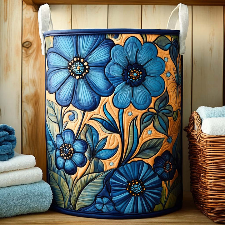 Quilted laundry basket with floral pattern by Louise London