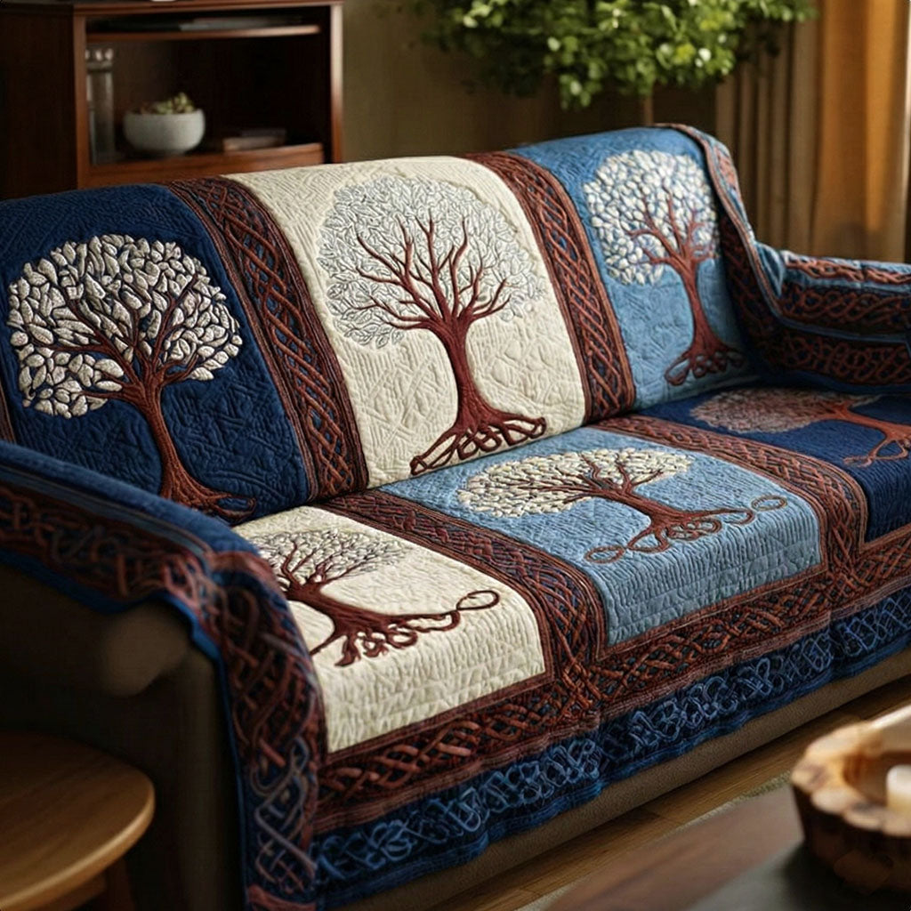 Quilted Sofa Cover with Tree of Life