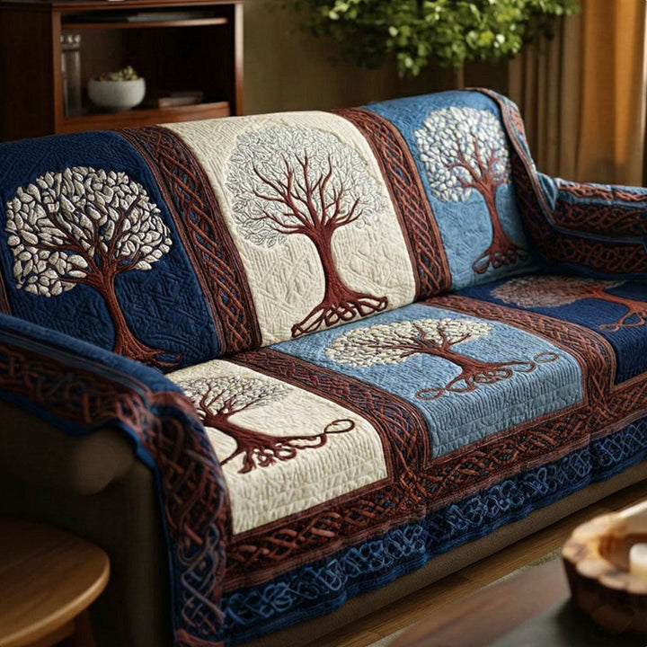 Quilted Sofa Cover with Tree of Life