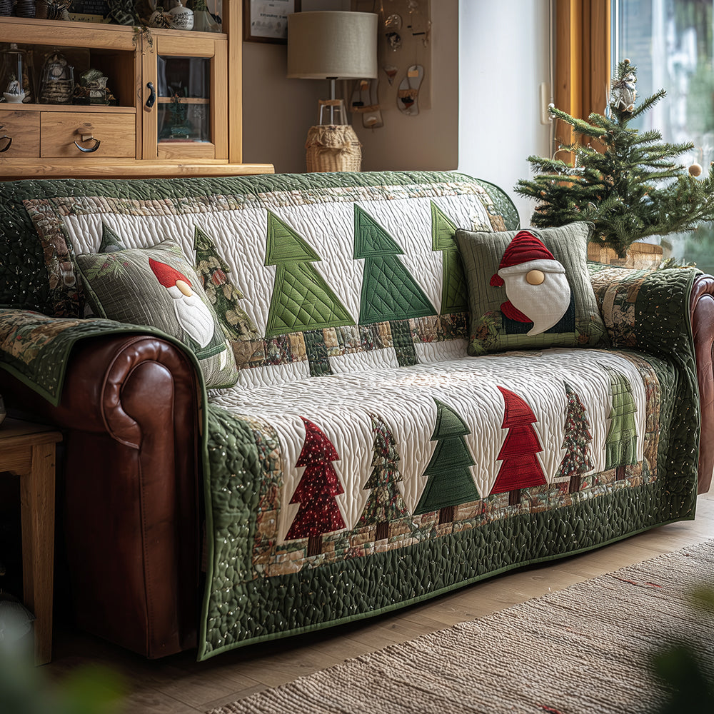 Quilted sofa cover with winter pines NCU0TH3797