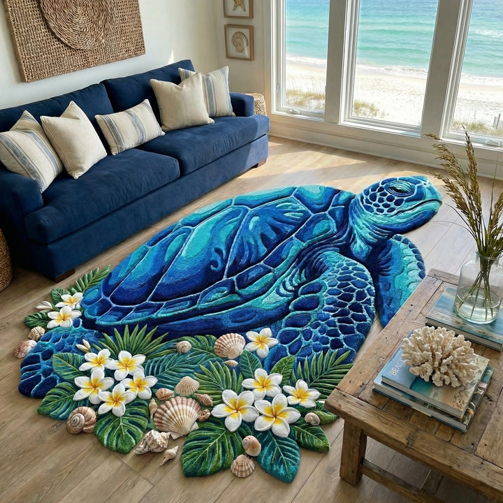 Custom Area Rug in Turtle Island Shape NCU0DV9597