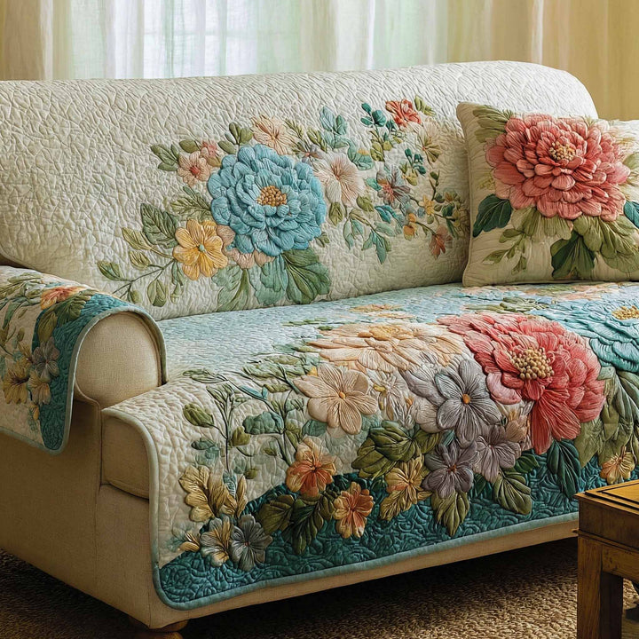 Ivory Quilted Sofa Cover – Louise London