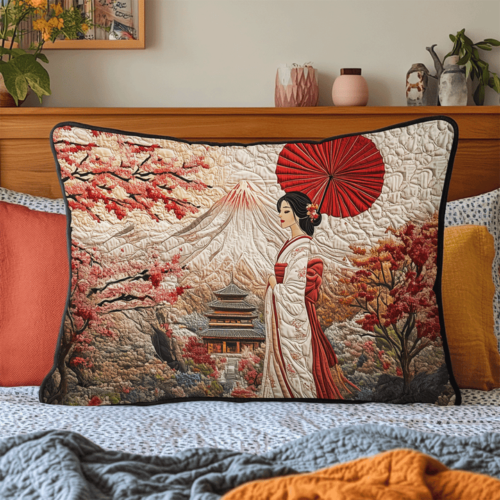 Quilted cushion cover with Japanese geisha NCU0DV6606