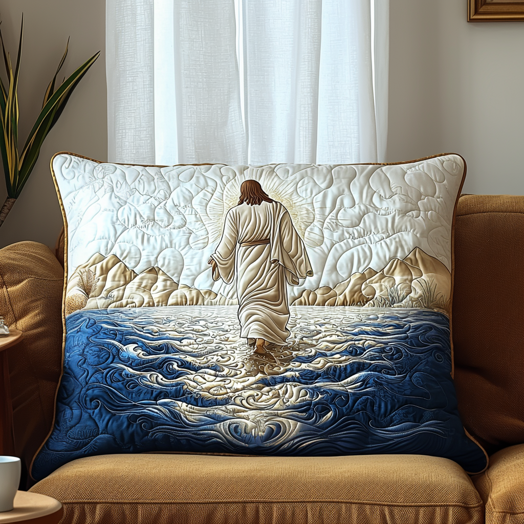 Quilted cushion cover with Jesus walking on water NCU0DV6472