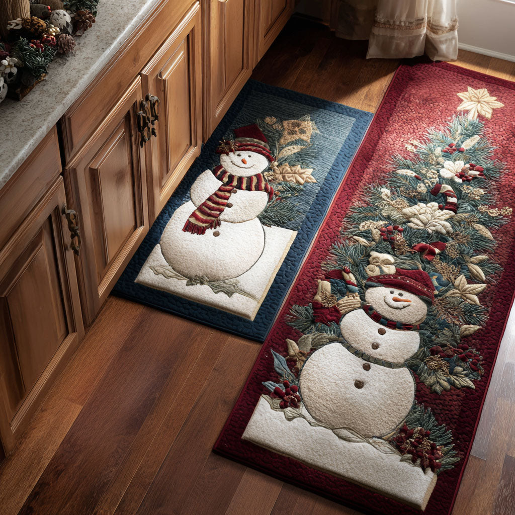 Non-slip Christmas Kitchen Mat with Festive Frost by Louise London
