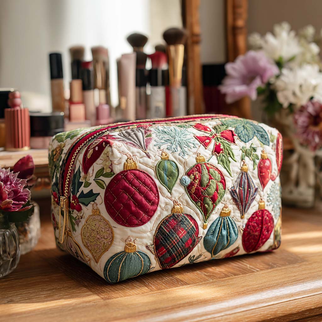 Jolly Bauble quilted makeup bag – Louise London