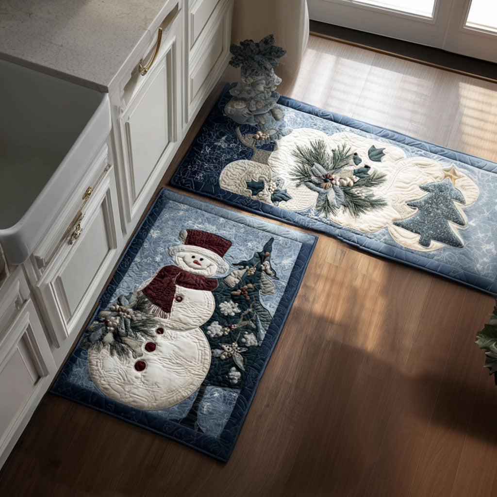 Cheerful Winter Non-Slip Kitchen Mat by Louise London
