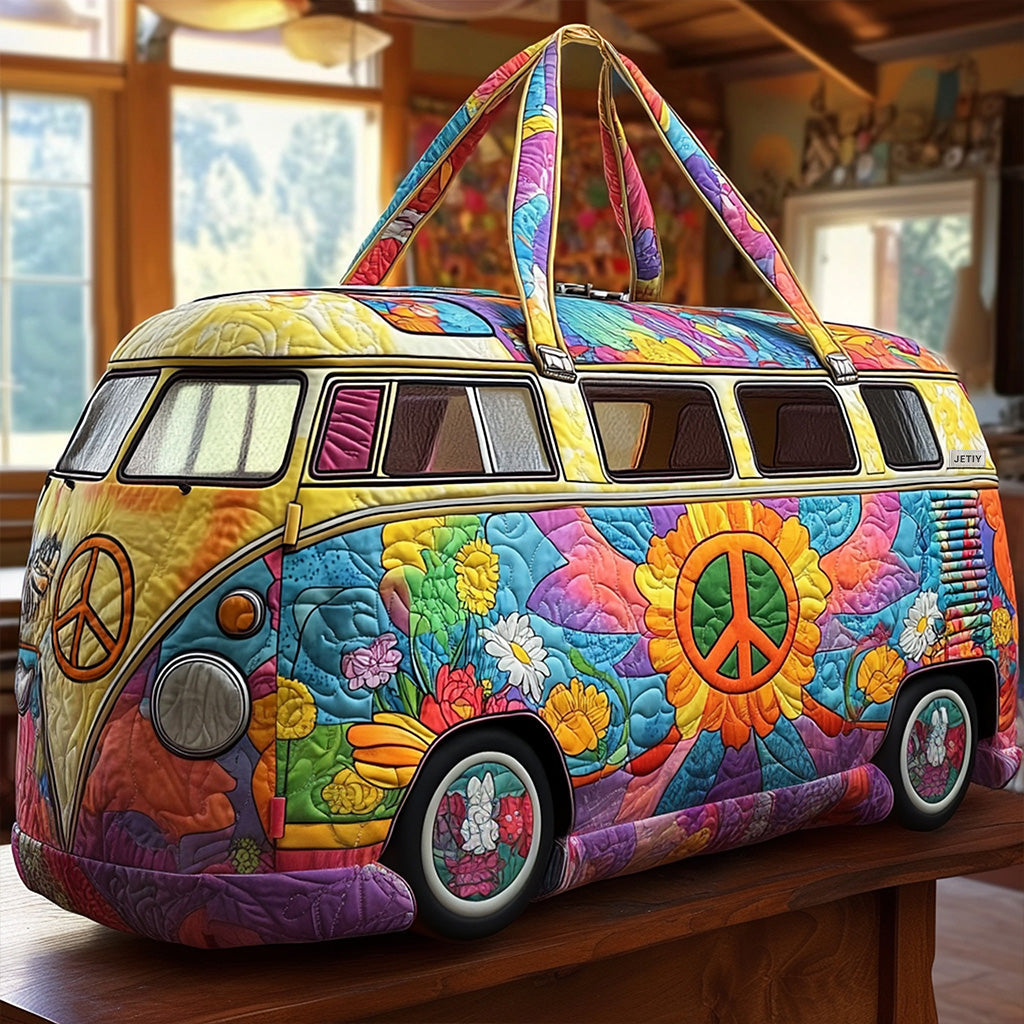 Quilted Travel Bag with Colourful Van by Louise London