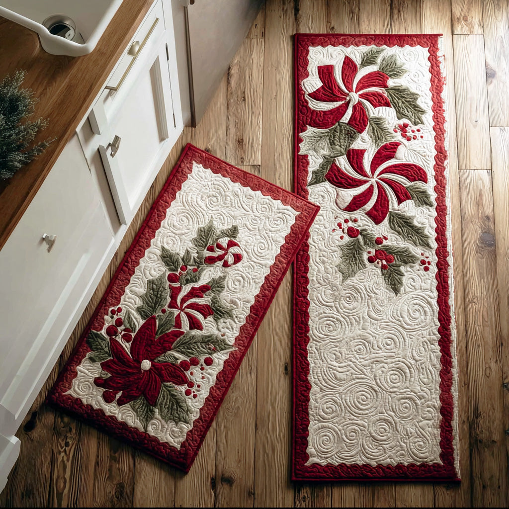 Winter Non-Slip Kitchen Mat with Snowy Details by Louise London