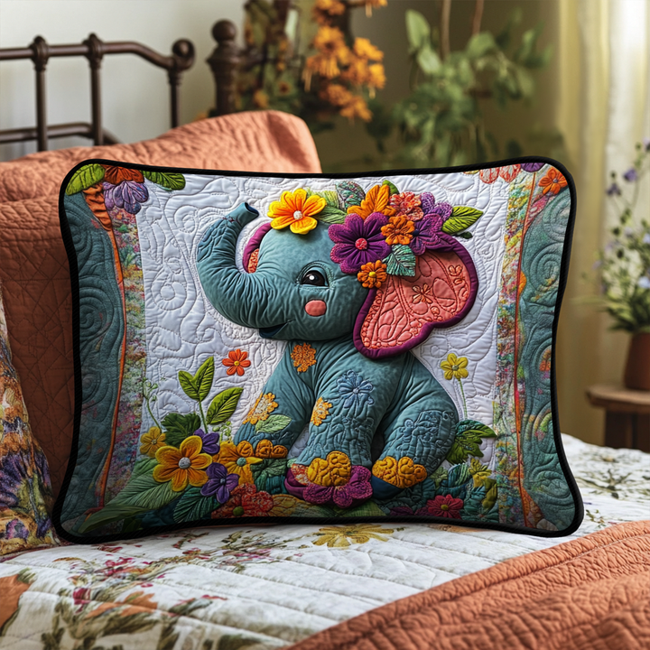 Quilted pillowcase with tropical bloom by Louise London