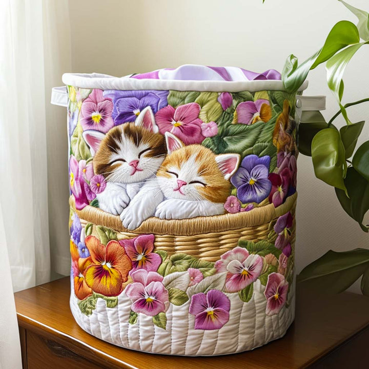 Quilted laundry basket with cats by Louise London