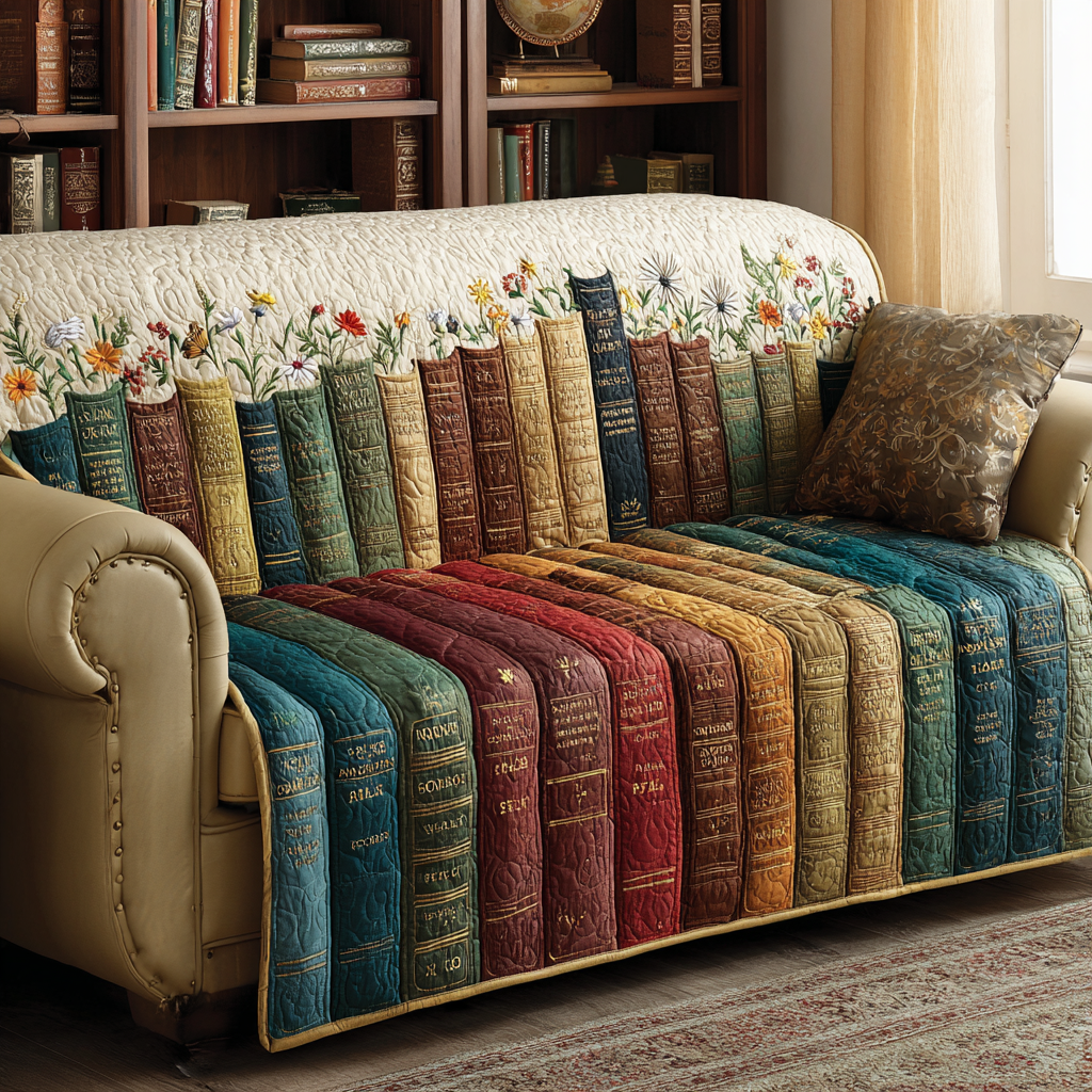 Quilted Sofa Cover with Decorative Pattern