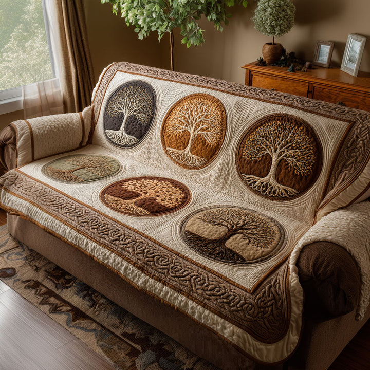 Quilted Sofa Cover with Tree of Life