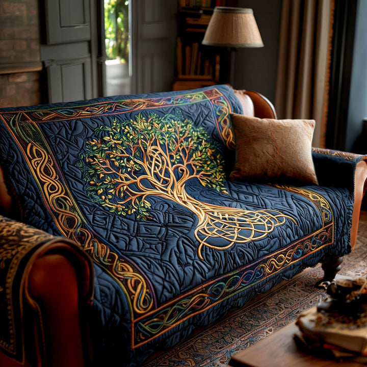Quilted Sofa Cover with Tree of Life