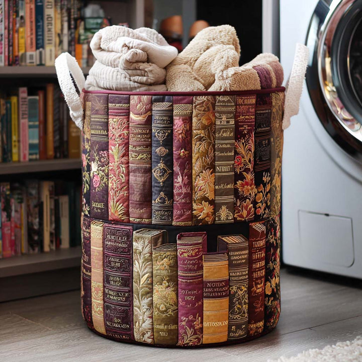 Quilted laundry basket with literary pattern NCU0NNT1125