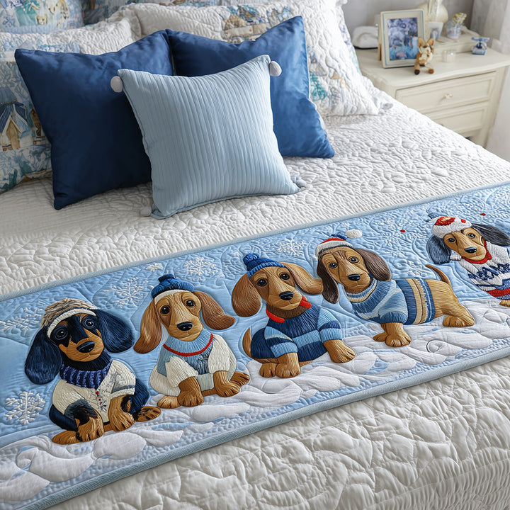 Little Dachshund quilted bed runner by Louise London
