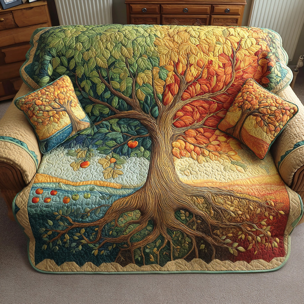 Quilted Sofa Cover with Tree of Life