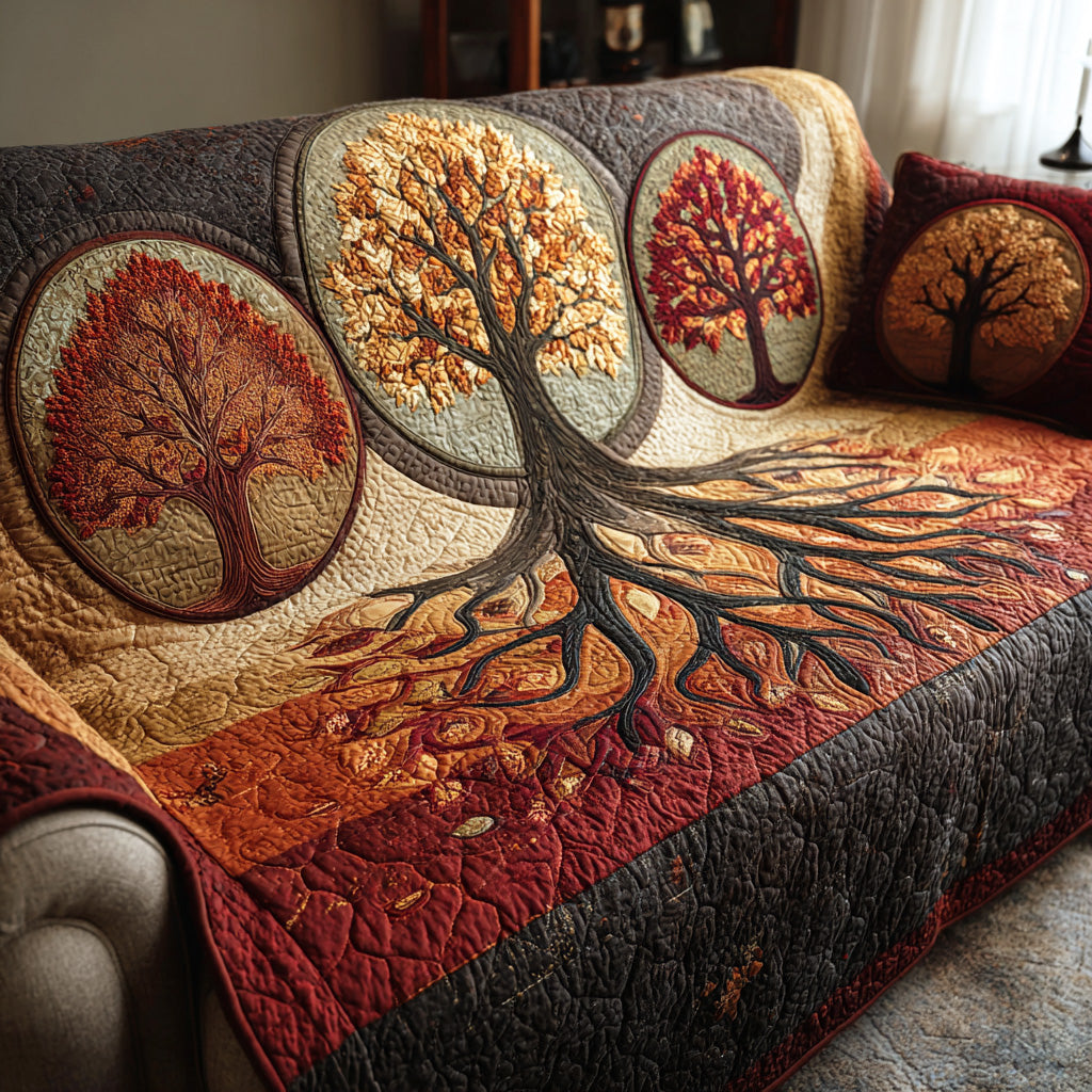 Quilted Sofa Cover with Tree of Life
