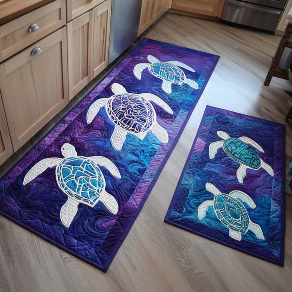 Non-slip kitchen rug with sea turtle by Louise London