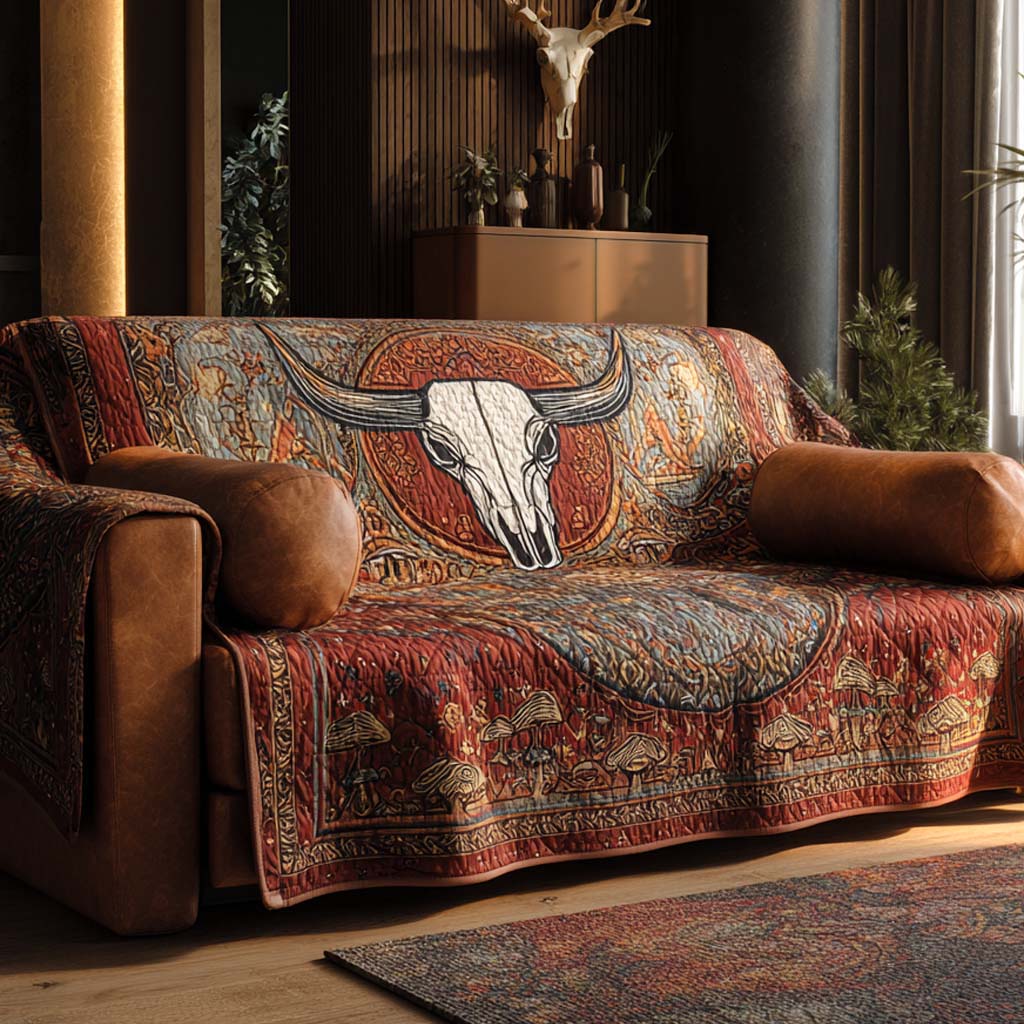 Quilted sofa cover with Texas bull – Louise London